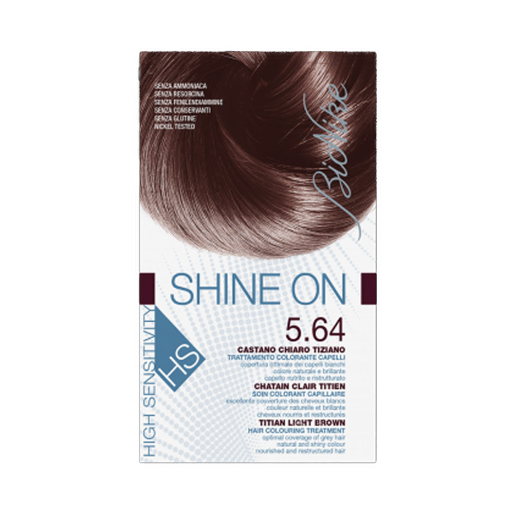 bionike shine on 5.64 chatain claire soin colorant capillaire