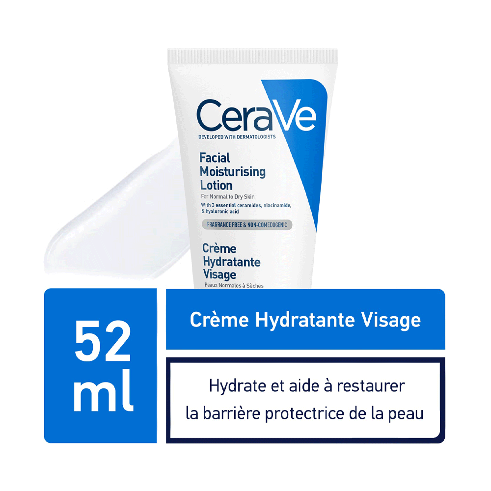 Crème Hydratante Visage SPF50 - Peaux Normales à Sèches, 52ml