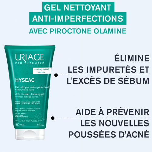 URIAGE HYSÉAC vue gel nettoyant peaux mixtes grasses nettoyage purifiant pores resserrés fraîcheur mousse onctueuse - novaparapharmacie