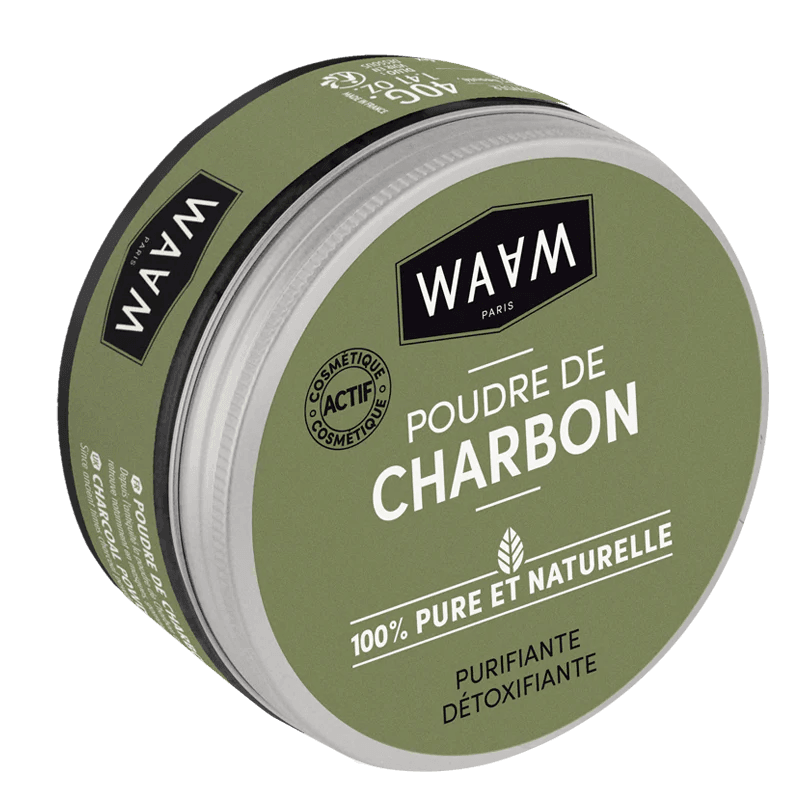 "WAAM Poudre de Charbon Végétal 40gr soin visage naturel détox purifiant masque gommage peau grasse - novaparapharmacie