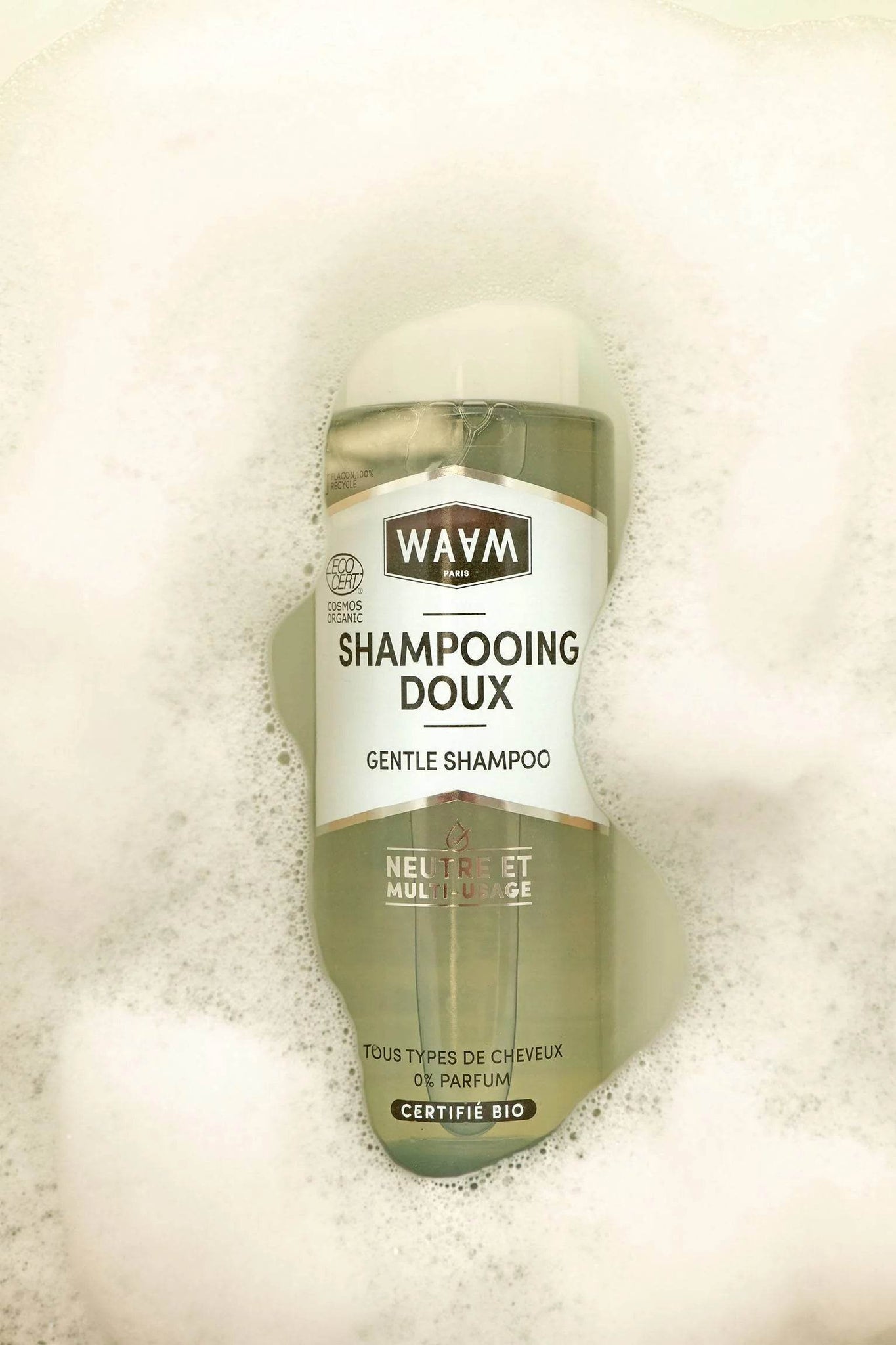 WAAM shampooing doux bio texture gel soin capillaire naturel cheveux délicats sans sulfate - novaparapharmacie