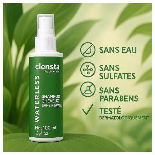 Clensta shampoing sans eau spray nettoyant capillaire sec voyage formule innovante technologie - novaparapharmacie