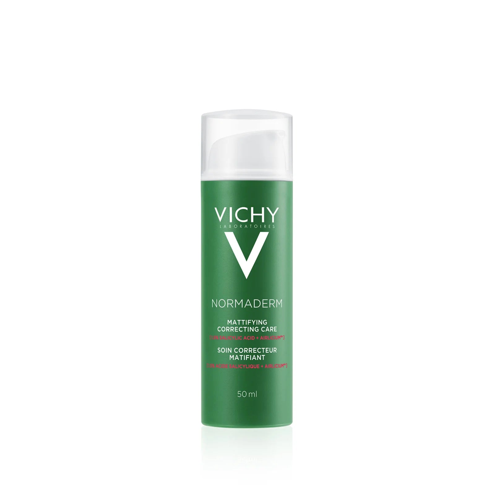  VICHY Normaderm Soin Correcteur Matifiant 50ml tube blanc vert anti-imperfections 24h peaux grasses acnéiques eau thermale - novaparapharmacie