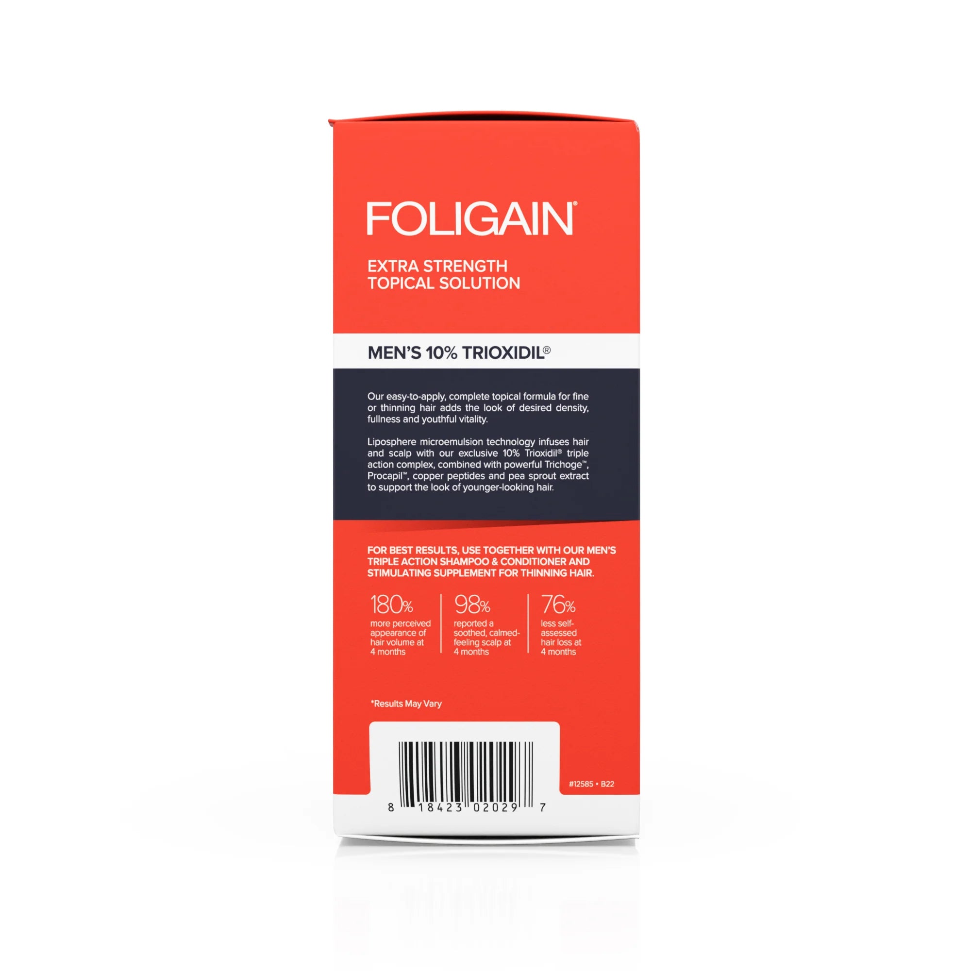 Foligain lotion formule trioxidil 10% ultra-concentré anti-chute homme densité volume croissance capillaire peptides - novaparapharmacie