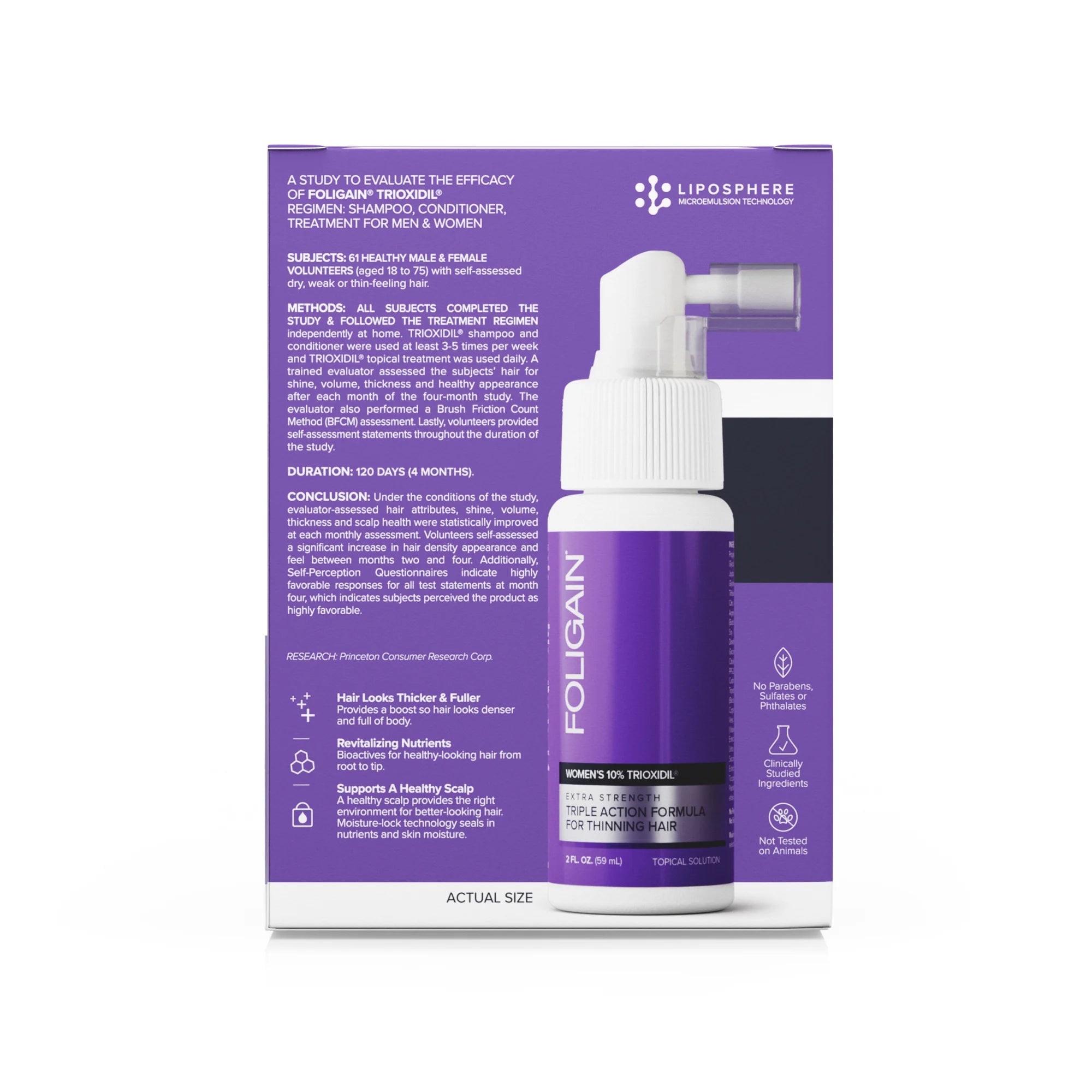 Foligain lotion formule trioxidil 10% ultra-concentré anti-chute femme densité volume croissance capillaire peptides - novaparapharmacie
