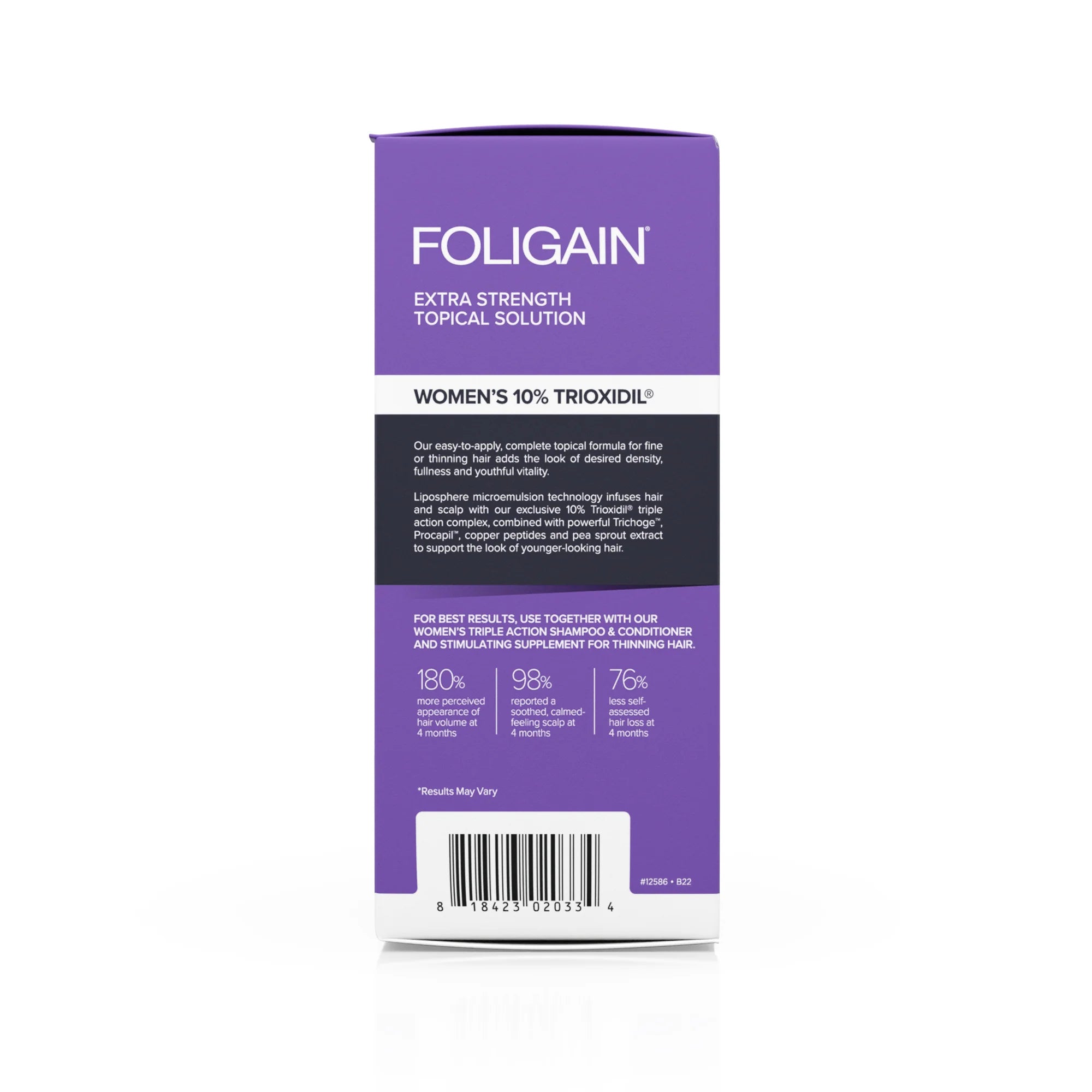 Foligain lotion formule trioxidil 10% ultra-concentré anti-chute femme densité volume croissance capillaire peptides - novaparapharmacie