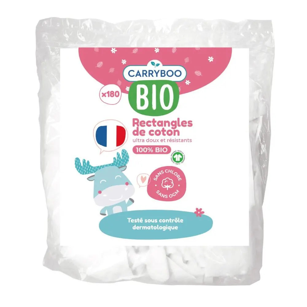 CARRYBOO Family Pads 180 Unités carrés coton démaquillants format famille multi-usages coton doux économique polyvalents - novaparapharmacie