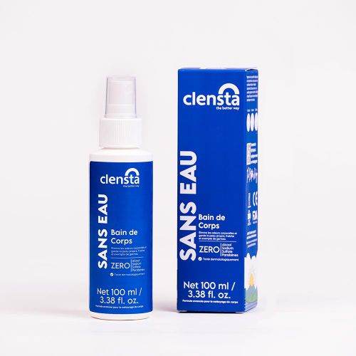 CLENSTA Bain de Corps Sans Eau 100ml gel nettoyant corps hygiène intime antibactérien sans rinçage format voyage - novaparapharmacie