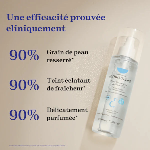 Embryolisse bénéfices eau florale rose hamamélis tonifiant fraîcheur immédiate sans alcool peaux sensibles - novaparapharmacie