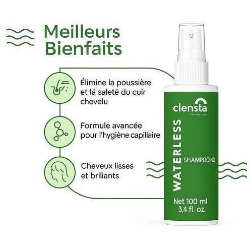 Clensta shampoing sans eau application spray cheveux secs voyage nettoyant pratique innovant - novaparapharmacie