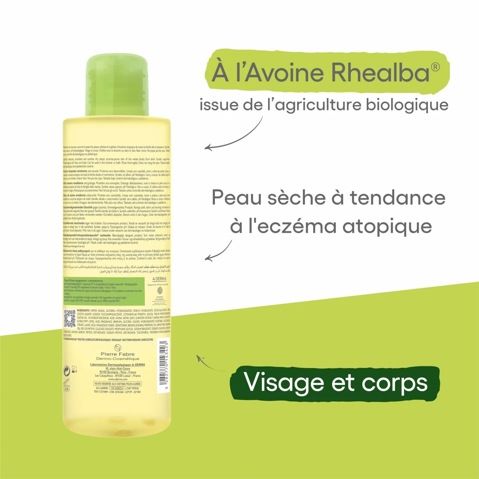 Aderma Exomega Control Huile Lavante Émolliente 500ml Anti-Grattage Peaux Atopiques Apaisement - novaparapharmacie