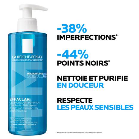 La Roche-Posay Effaclar Gel Moussant bénéfices purifiant nettoyant peaux grasses acnéiques anti-imperfections - novaparapharmacie