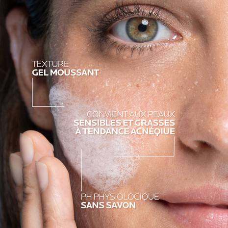 La Roche-Posay Effaclar Gel Moussant mode emploi purifiant nettoyant peaux grasses acnéiques application visage - novaparapharmacie