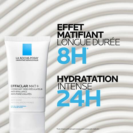 La Roche-Posay Effaclar MAT Hydratant Sébo-Régulateur 40ml tube blanc vert hydratant matifiant peaux grasses mixtes - novaparapharmacie