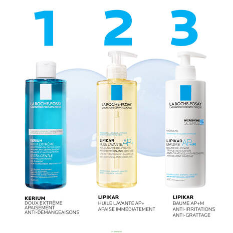 La Roche-Posay Kerium Doux Extrême Shampooing Physiologique 400ml flacon blanc bleu cuir chevelu sensible doux - novaparapharmacie