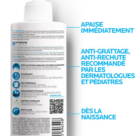 Bénéfices Lipikar Baume AP+M Apaisement Microbiome Protection Barrière Cutanée Peaux Atopiques - novaparapharmacie