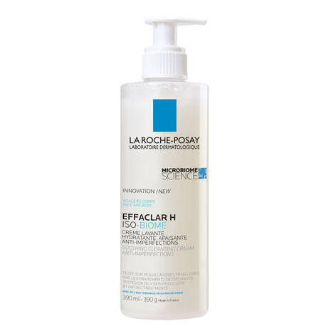 La Roche-Posay Effaclar H Crème Lavante tube blanc vert nettoyant hydratant peaux fragilisées acnéiques sensibles - novaparapharmacie