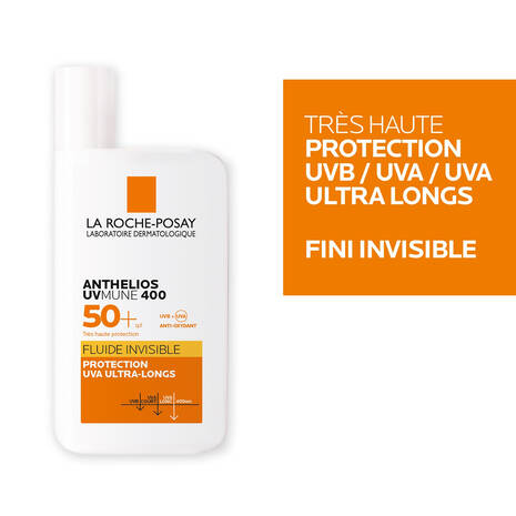 La Roche-Posay Anthelios Fluide Invisible formule SPF50 protection solaire UVMUNE 400 filtres haute protection - novaparapharmacie