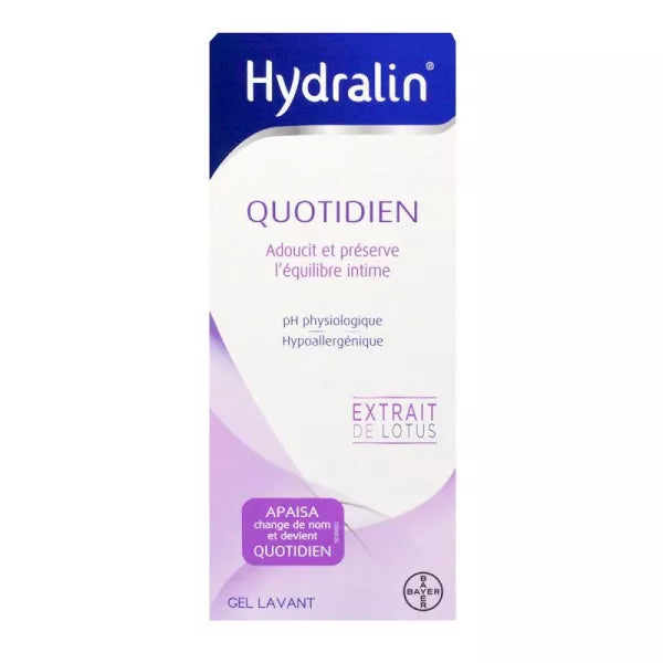 HYDRALIN Quotidien 200ml gel lavant intime hygiène féminine pH physiologique apaise protège - novaparapharmacie