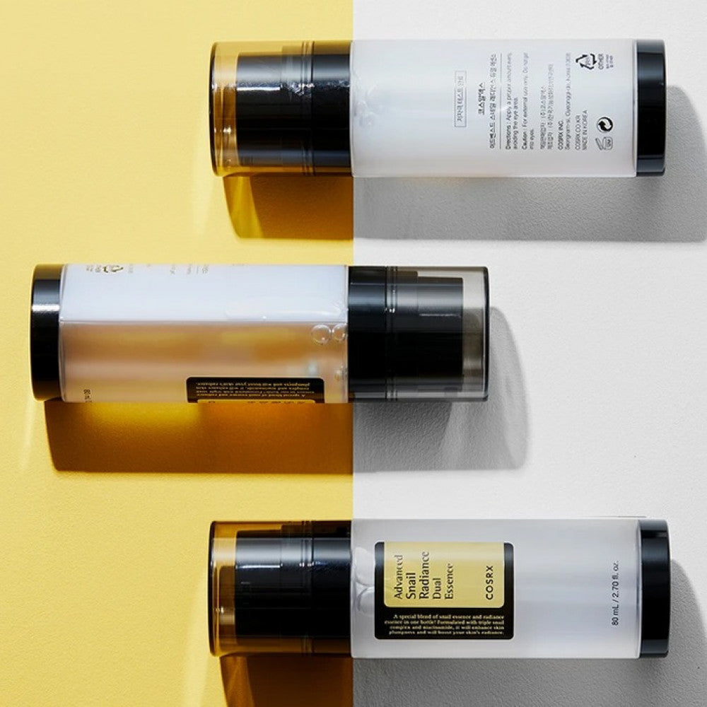 Soin COSRX Advanced Snail Radiance Dual Essence 80ml packaging éclat hydratation anti-âge - novaparapharmacie