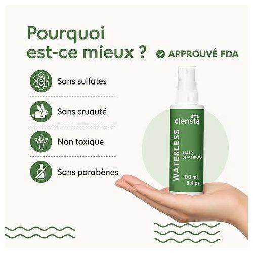 Clensta shampoing sans eau vue alternative nettoyant capillaire sec voyage formule innovante - novaparapharmacie