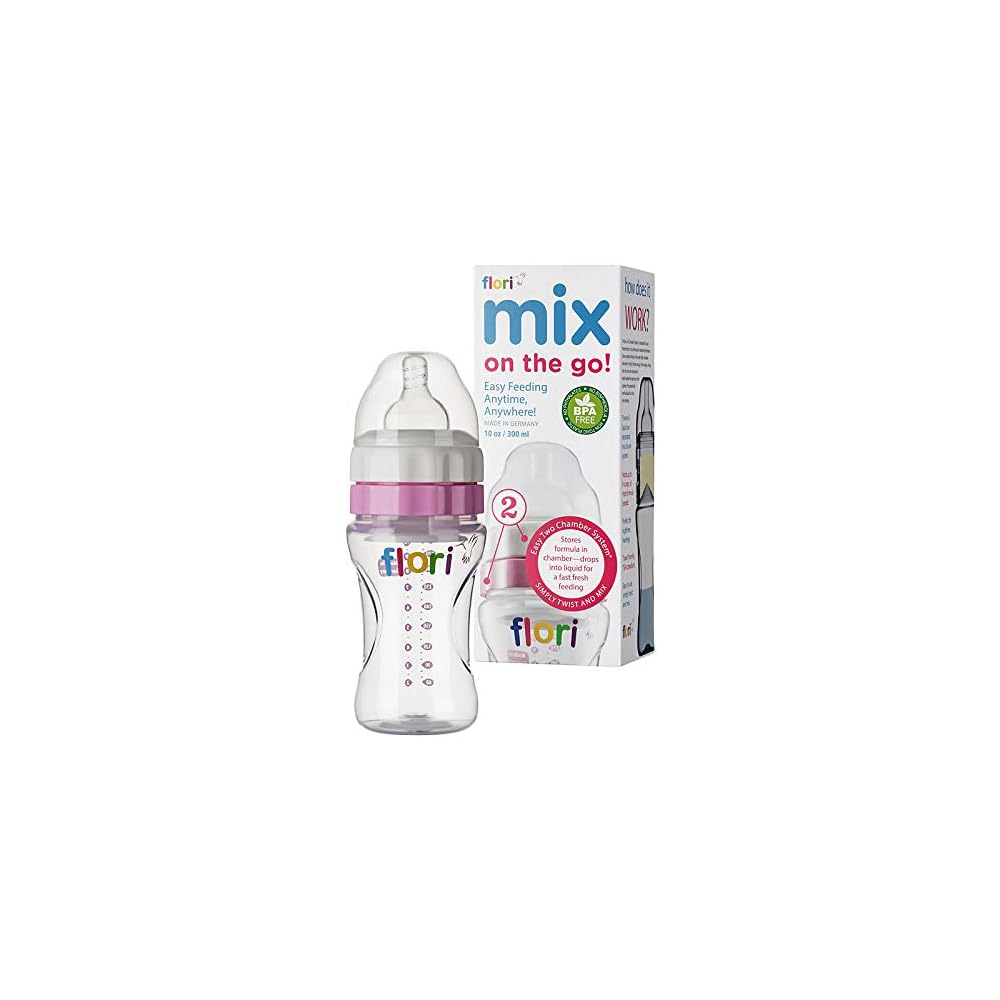 Flori Mix Biberon 300ml Rose biberon bébé anti-colique ergonomique sécurisé sans BPA alimentation optimale - novaparapharmacie
