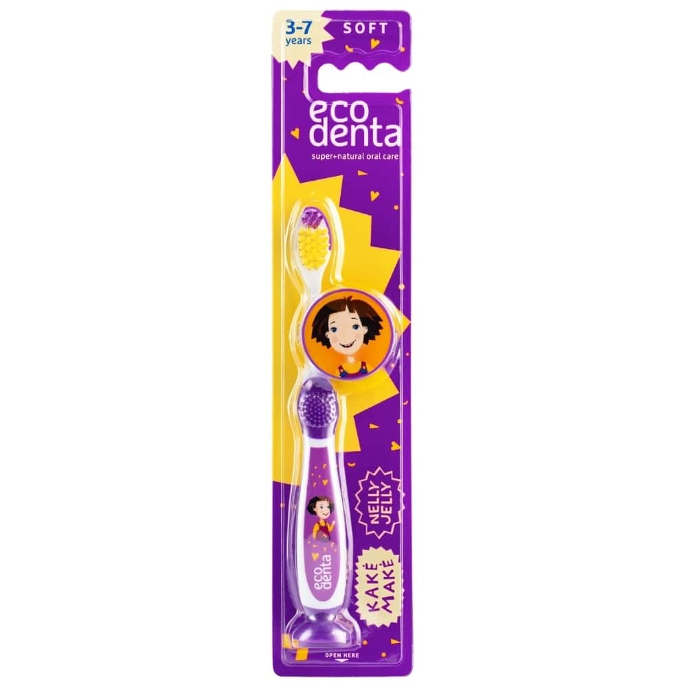 ECO DENTA Soft Toothbrush For Kids 3-7 ans brosse à dents enfant adaptée 3-7 ans brins souples écologique design ludique - novaparapharmacie