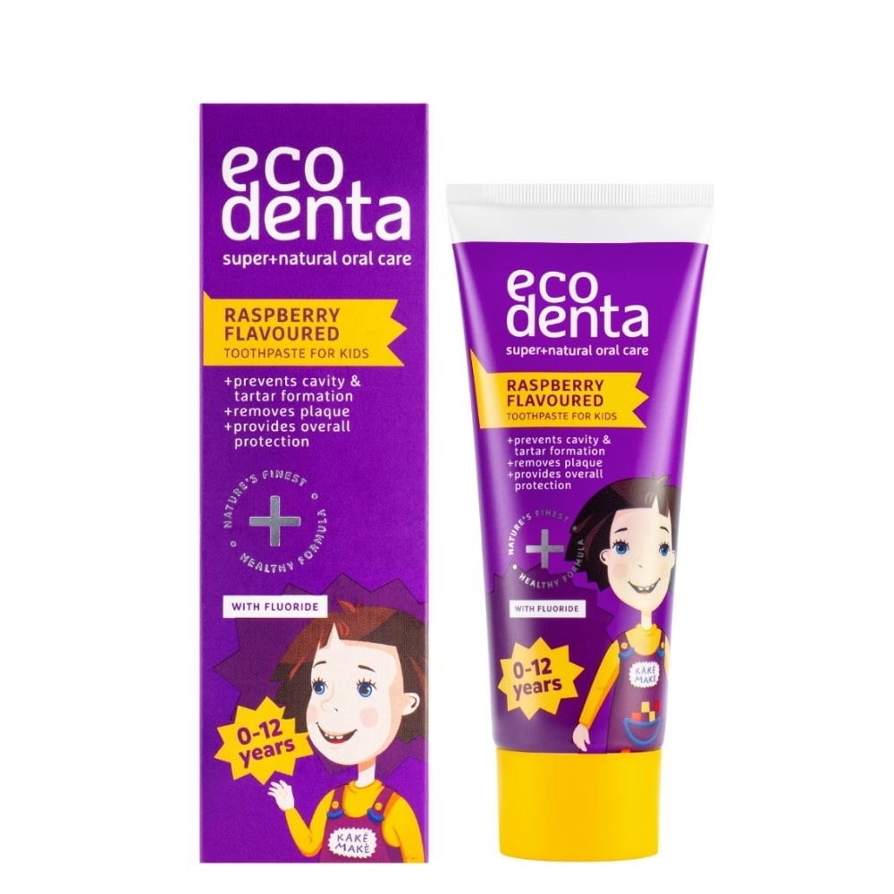 Eco Denta Dentifrice Enfants Goût Framboise 75ml naturel bio dents de lait protège caries renforce émail sans fluor SLS - novaparapharmacie