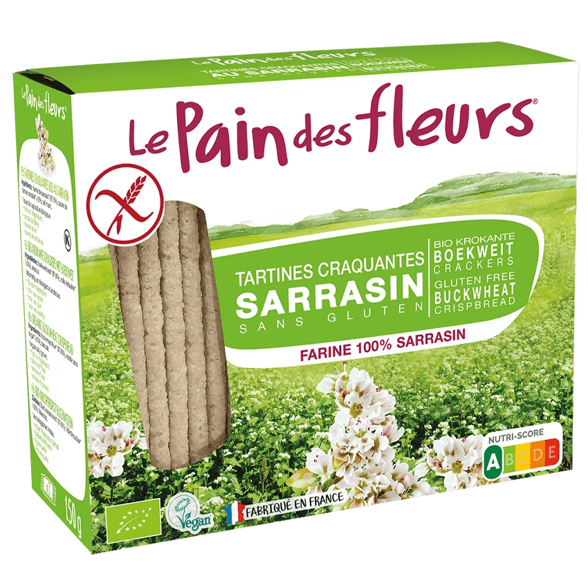 LE PAIN DES FLEURS Tartines Sarrasin Bio Sans Gluten 100g paquet tartines craquantes vegan rustique - novaparapharmacie