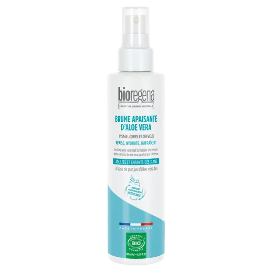 Bioregena Brume Apaisante D'Aloe Vera 200ml Spray Apaisant Naturel Bio Après-Soleil Hydratant Rafraîchissant
