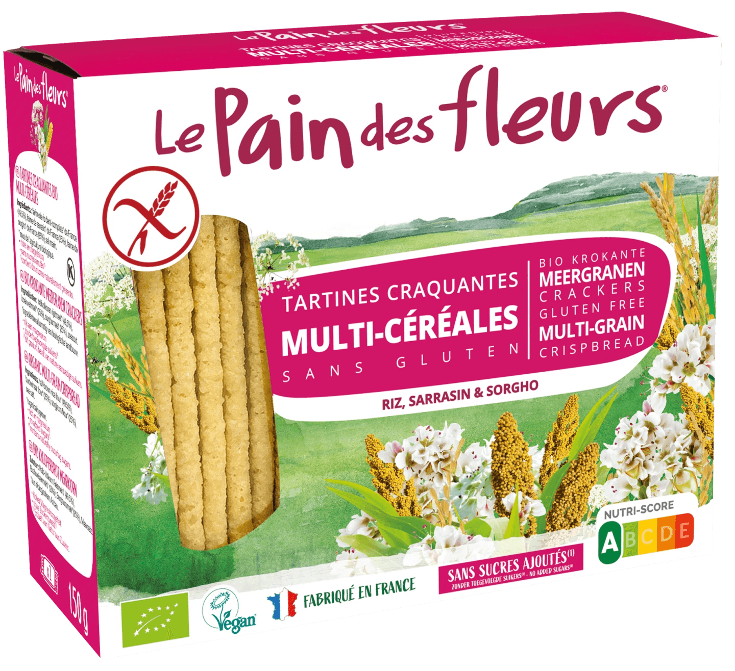 LE PAIN DES FLEURS Multi-Céréales 150g paquet galettes croustillantes bio sans gluten vegan petit-déjeuner - novaparapharmacie