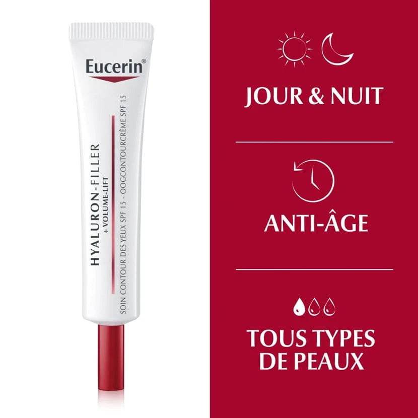Eucerin Hyaluron-Filler Volume-Lift Contour Yeux application massage contour yeux anti-âge acide hyaluronique magnolol soin quotidien dermatologie