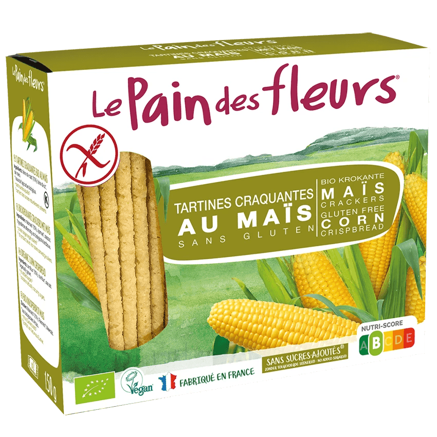 LE PAIN DES FLEURS Tartines Maïs Riz 150g paquet tartines craquantes bio sans gluten vegan léger - novaparapharmacie