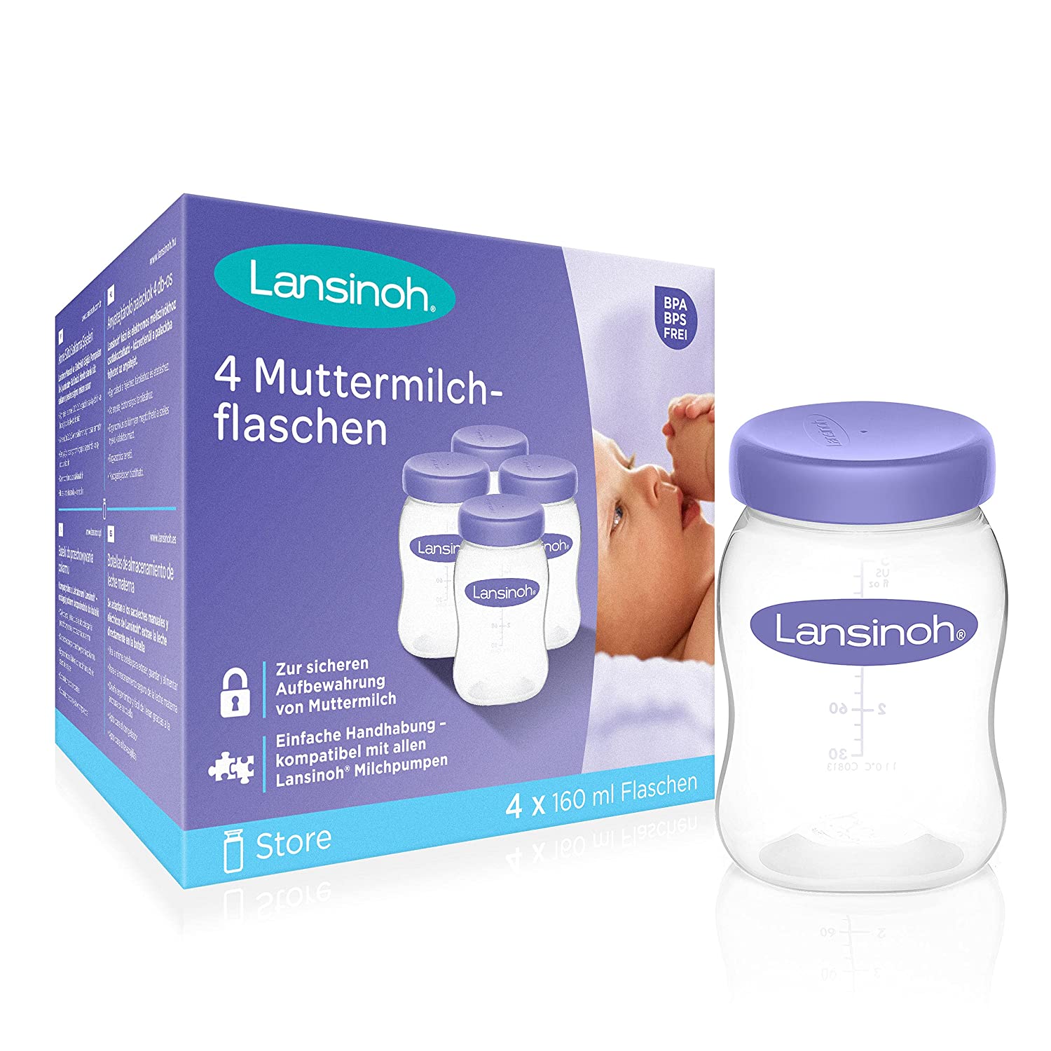 Lansinoh Bouteilles de Conservation 4*160ml