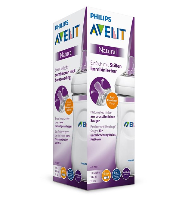 PHILIPS AVENT SCF036/17 Biberon Natural 330ml 6m+ allaitement mixte anti-coliques design - novaparapharmacie