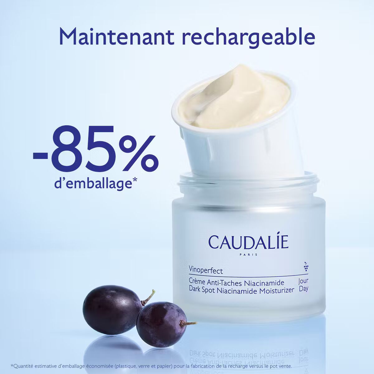 Recharge CAUDALIE Vinoperfect Crème Anti-Taches 50ml niacinamide hydratation éclat écologique - novaparapharmacie