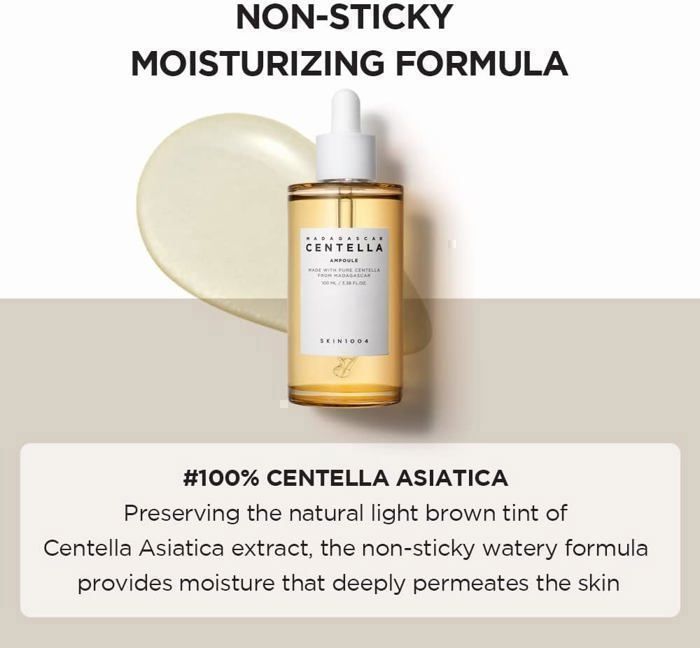 Texture sérum Skin1004 Madagascar Centella Ampoule légère pénétration rapide centella 100% pure apaisant - novaparapharmacie