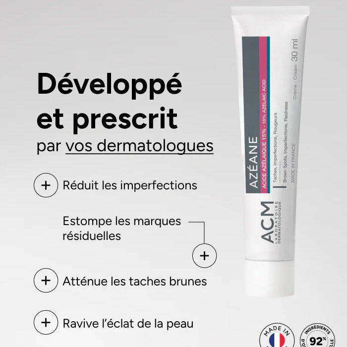  ACM Azéane packaging présentation crème soin multi-actions acide azélaïque imperfections taches pigmentaires rougeurs tube - novaparapharmacie