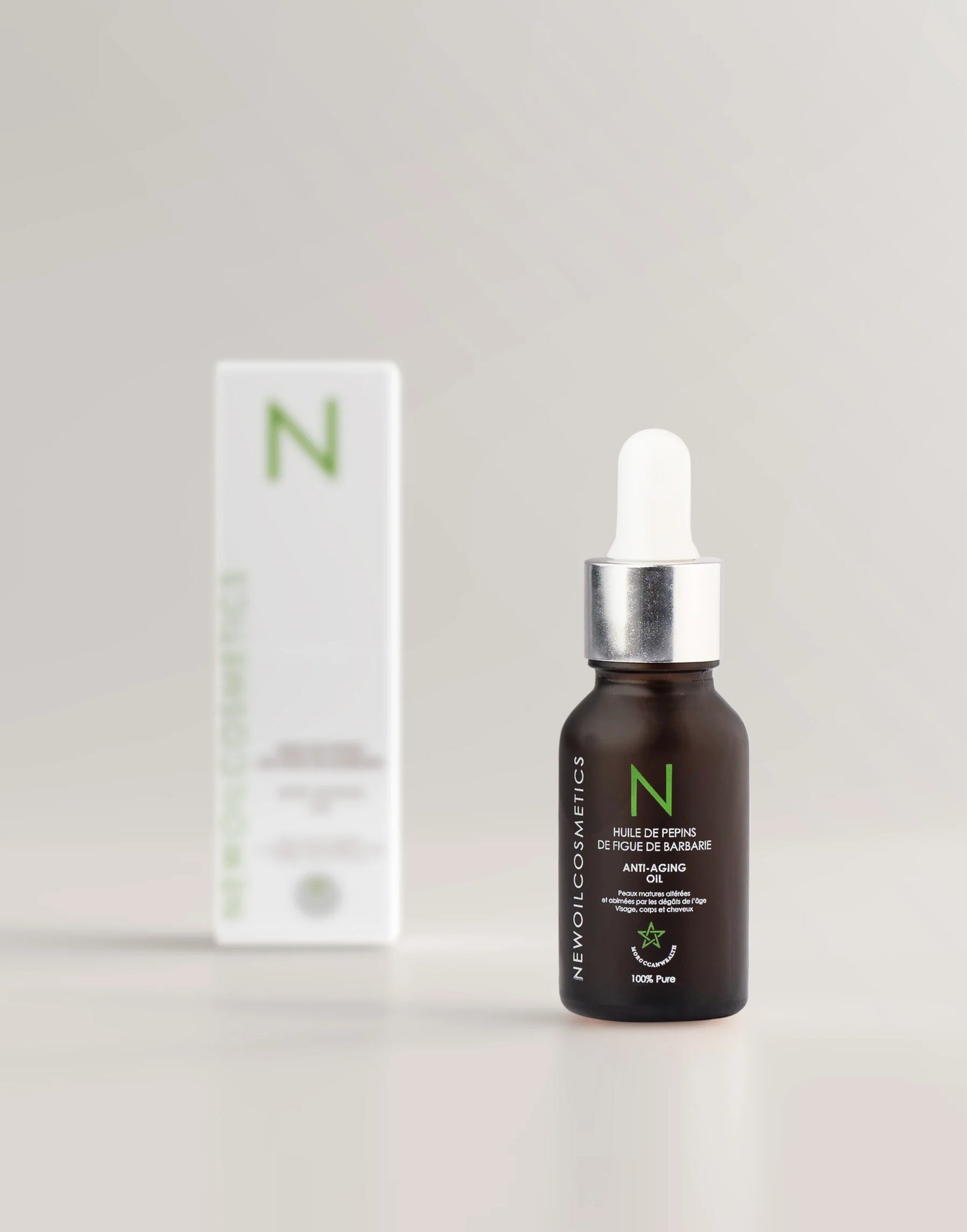 NEW OIL COSMETICS présentation packaging huile pépins figue barbarie 15ml flacon élégant anti-âge - novaparapharmacie