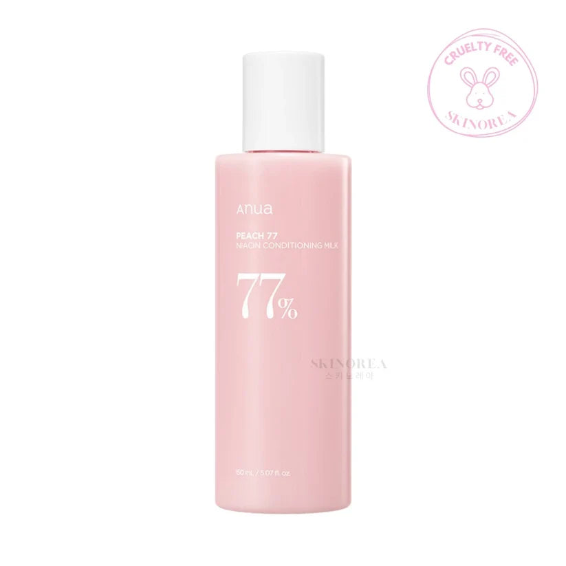 Lait ANUA Peach 77% Niacin Conditioning Milk 150ml hydratant éclaircissant 77% extrait pêche niacinamide texture lait peau douce - novaparapharmacie