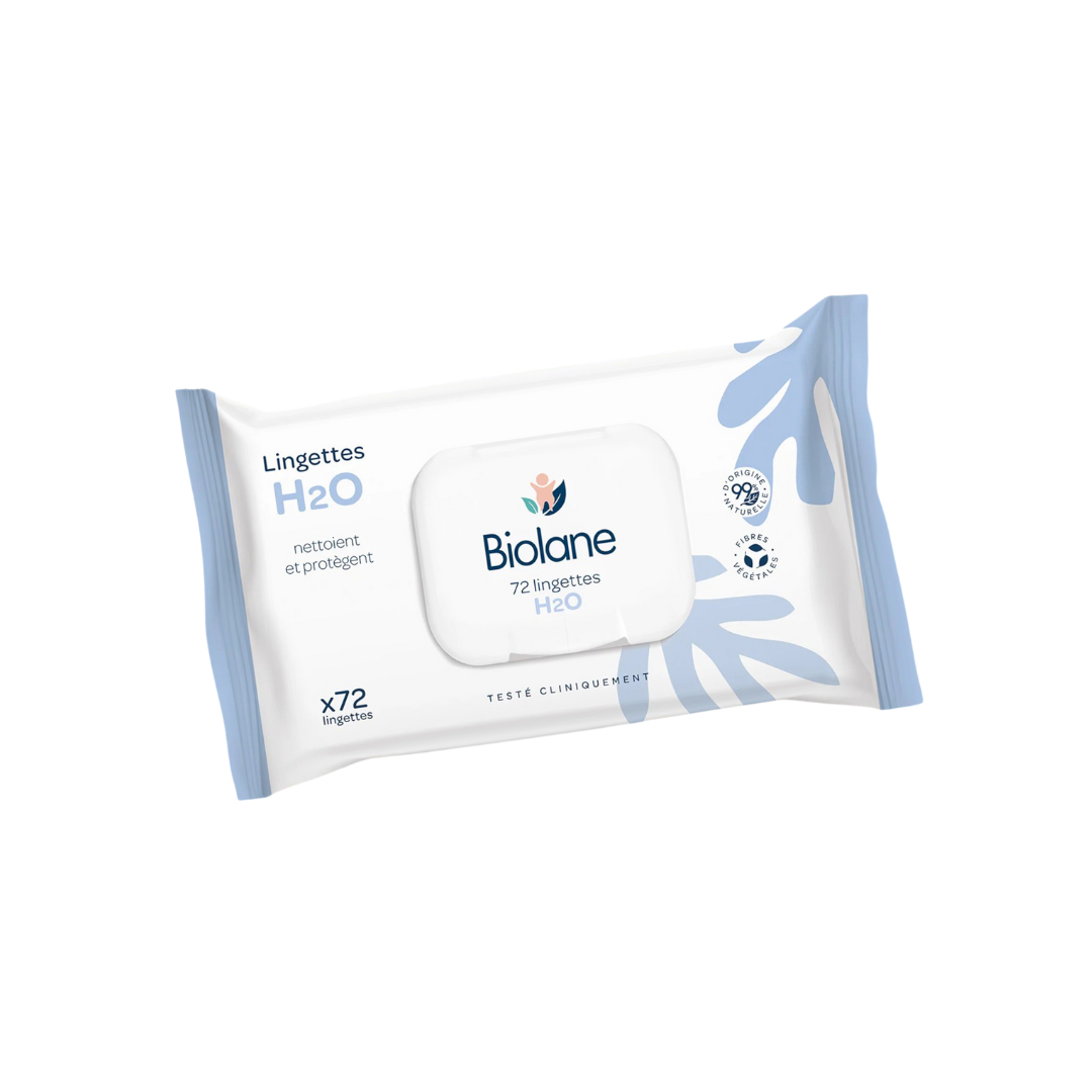 BIOLANE Lingettes Pure H2O 72 Pièces lingettes bébé 99% eau purifiée ultra-doux formule minimaliste texture douce sans parfum - novaparapharmacie