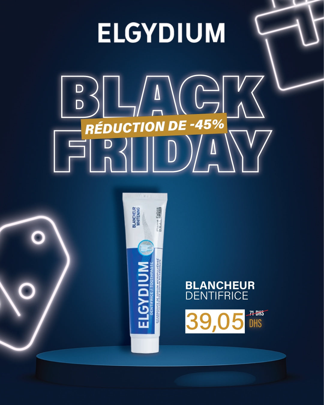 ELGYDIUM Blancheur Dentifrice 75ml bicarbonate micro-pulvérisé blanchissant - novaparapharmacie
