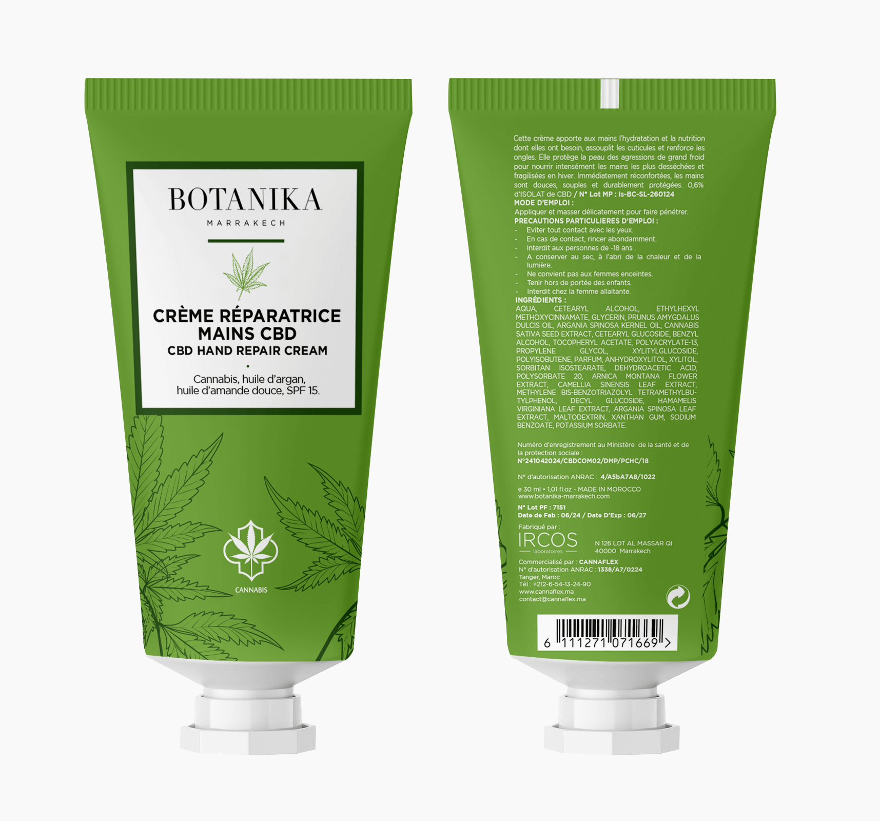 Crème CANNAFLEX CBD Réparatrice Mains SPF15 30ml protection hydratation cannabis - novaparapharmacie
