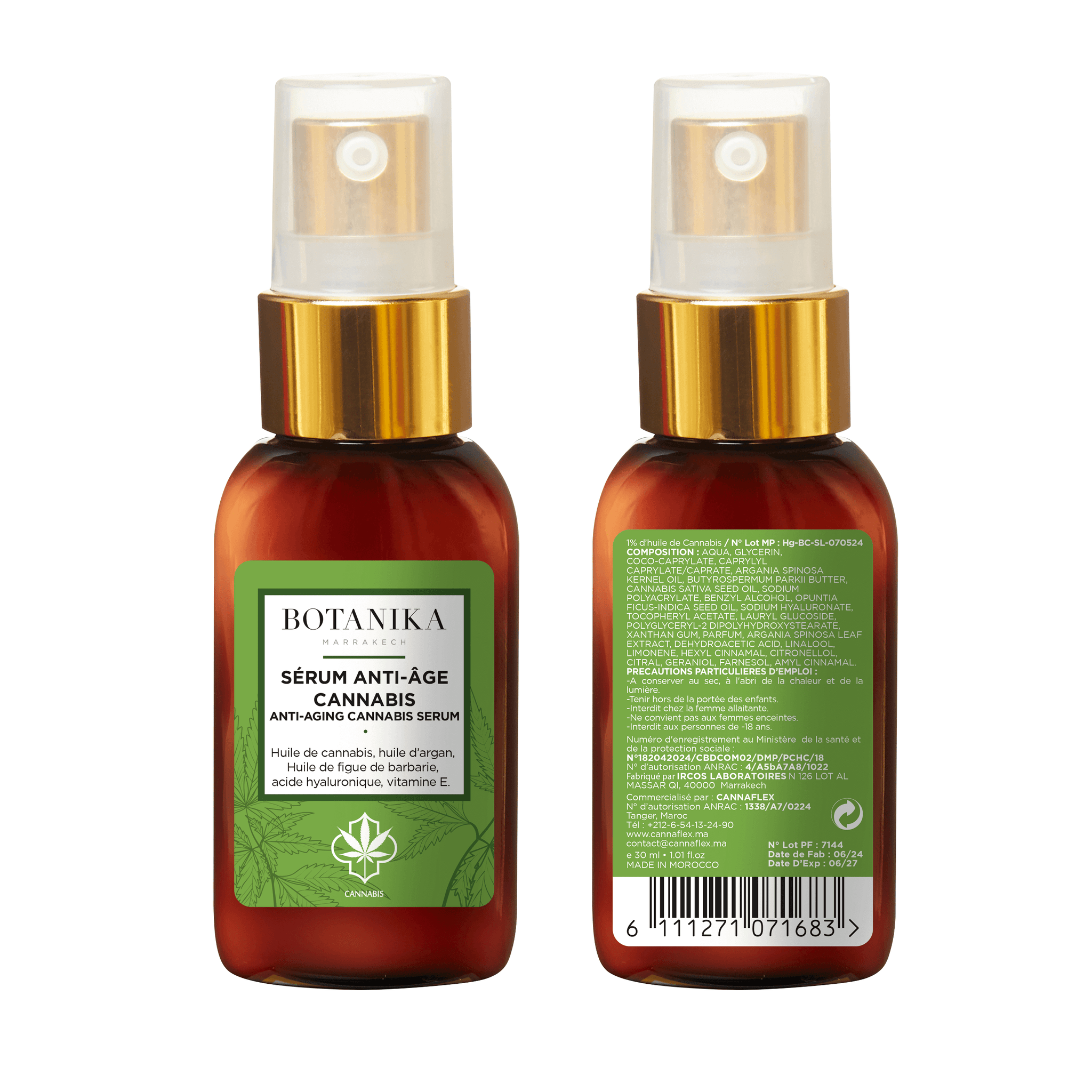 Sérum CANNAFLEX CBD Anti-Âge 30ml rides raffermissement CBD cannabis éclat - novaparapharmacie