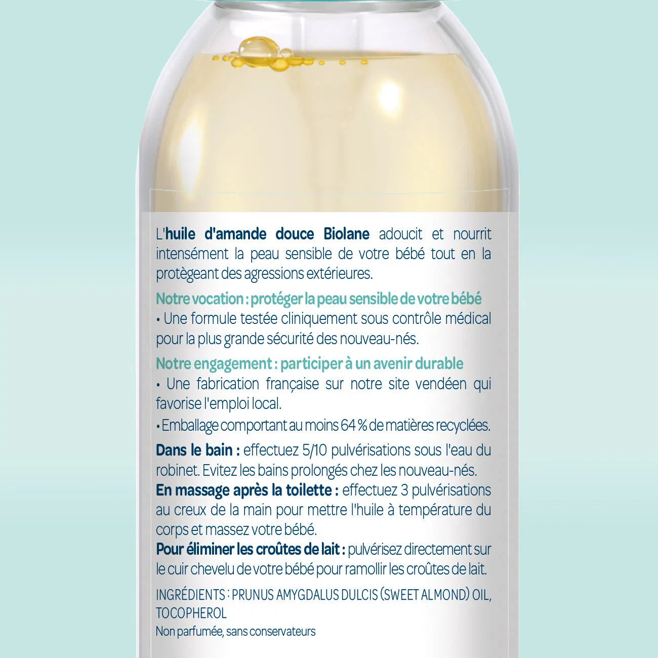 Spray BIOLANE Huile Amande Douce 75ml huile massage bébé amande douce format spray massage bébé peau douce hydratation - novaparapharmacie