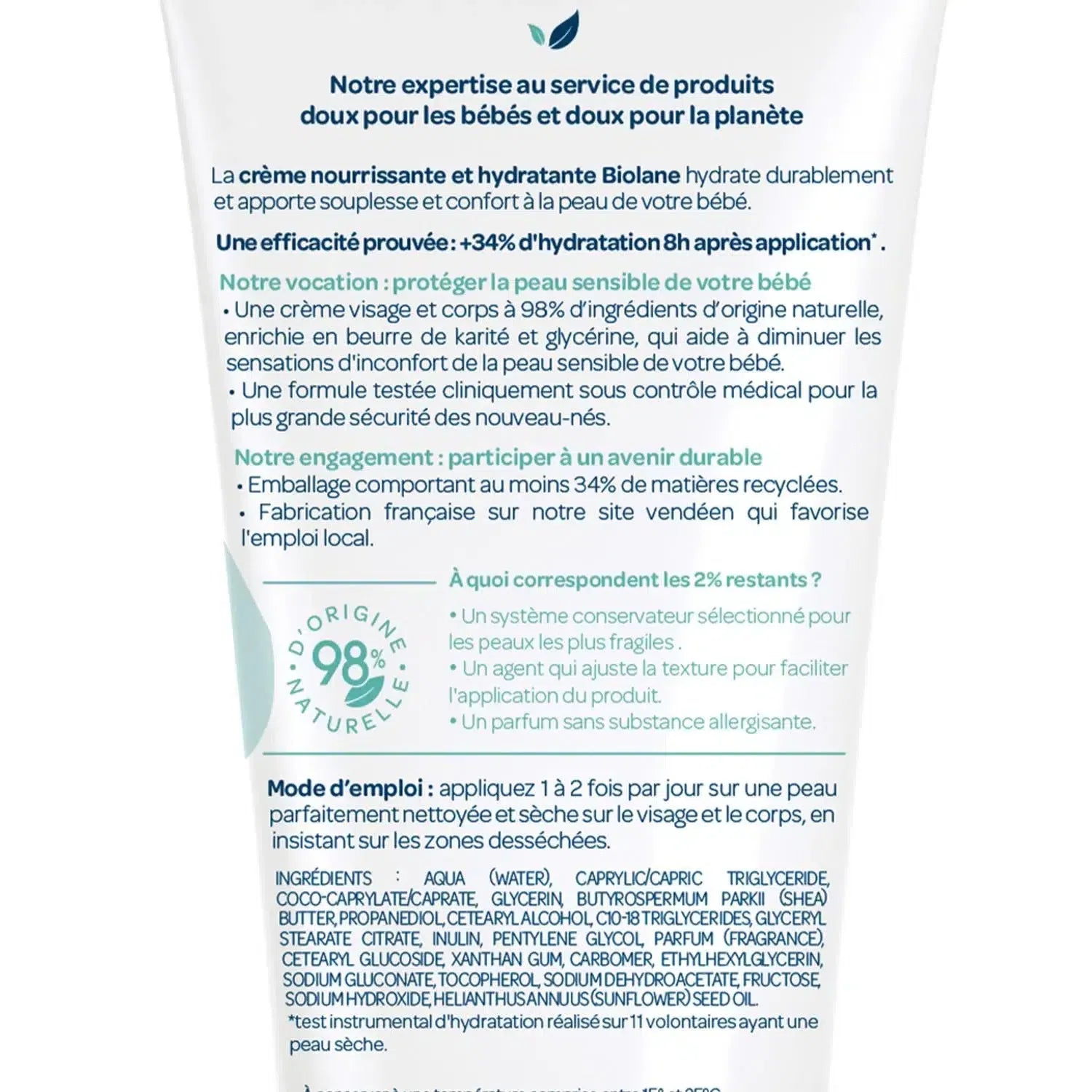 Biolane Crème Nourrissante Hydratante 100ml Soin Visage Corps Bébé Enfant Peau Sèche Sensible Protection - novaparapharmacie