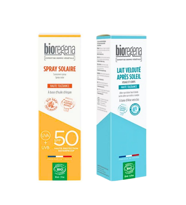 Bioregena Duo Pack Spray Solaire 90ml + Lait Velouté Après-Soleil 125ml -50% Protection Naturelle Bio