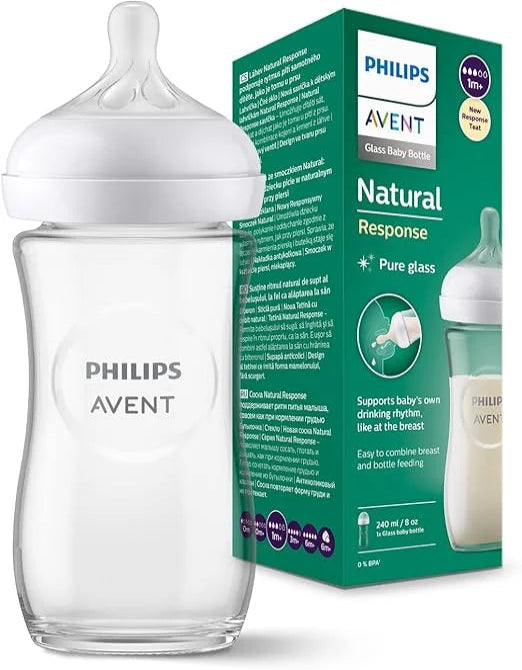 AVENT Biberon Verre Natural Response 260ml 1m+ SCY933/01 tétine 3.0 anti-coliques - novaparapharmacie
