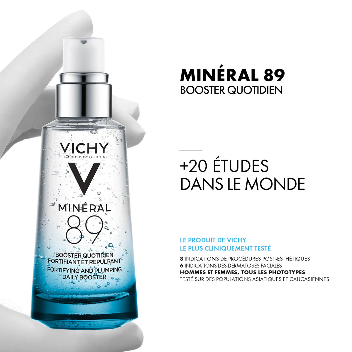 VICHY Minéral 89 résultats cliniques sérum booster hydratant fortifiant repulpant acide hyaluronique efficacité prouvée - novaparapharmacie