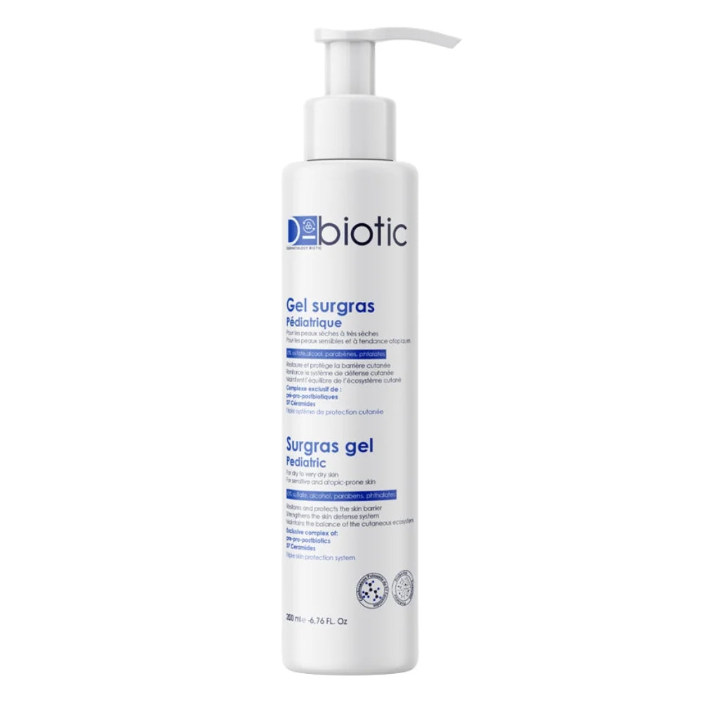 D-BIOTIC Gel Surgras Pédiatrique 200ml nettoyant bébé enfant peaux sensibles probiotiques surgras - novaparapharmacie